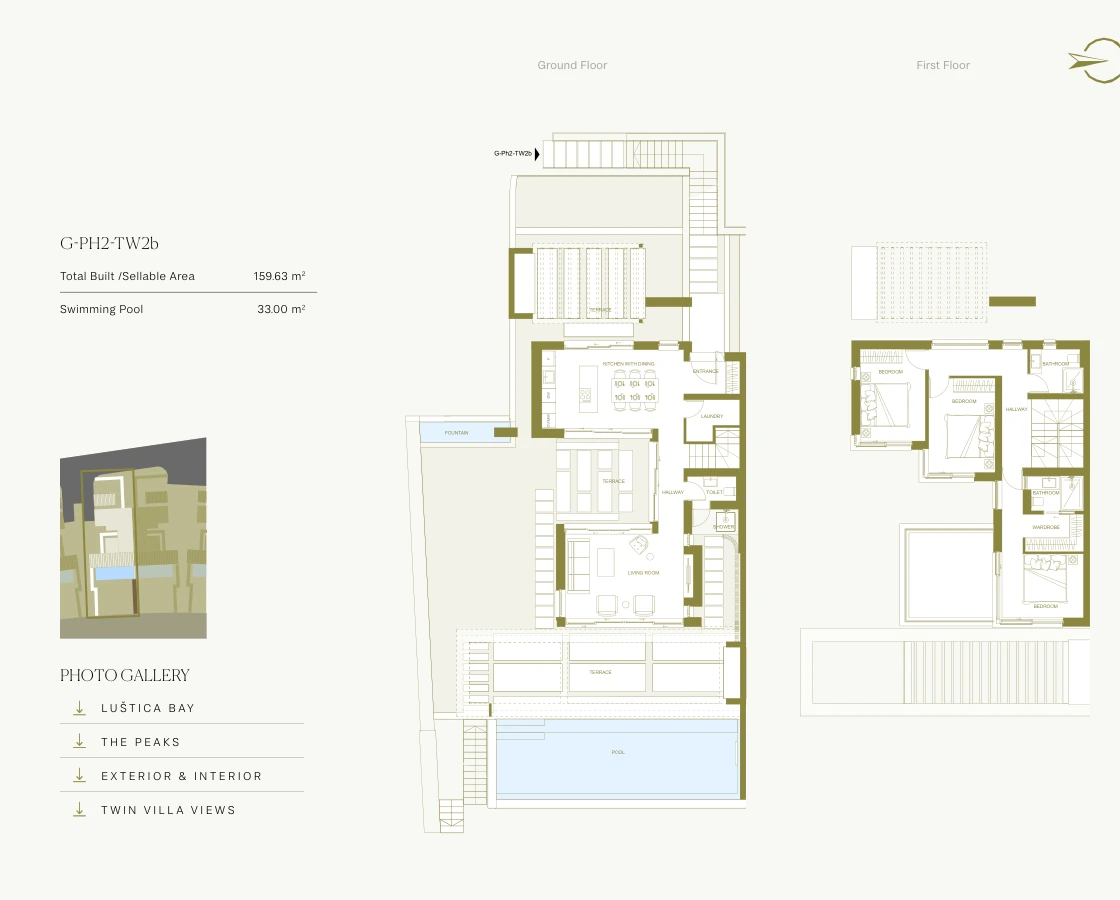 TW2B ground and first floor plans